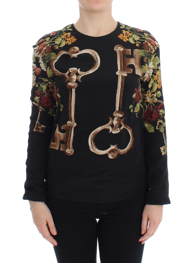 Haut chemisier en soie imprimé floral Black Key