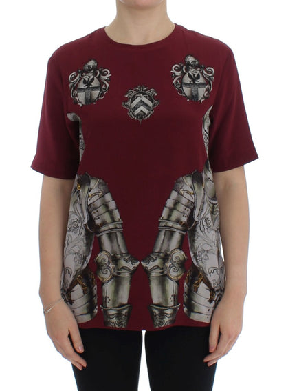 Seidenblusen-T-Shirt mit Red Knight-Print