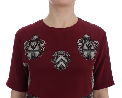 Seidenblusen-T-Shirt mit Red Knight-Print