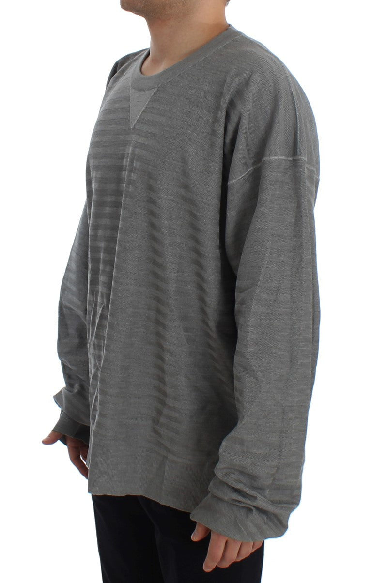 Pull en soie gris à col rond