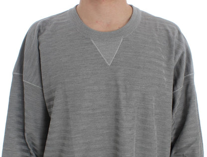 Pull en soie gris à col rond