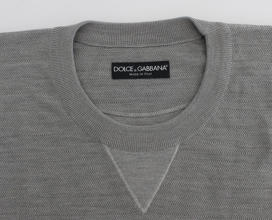 Pull en soie gris à col rond