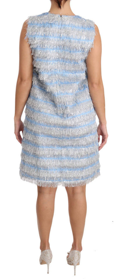 Robe droite bleu clair argentée