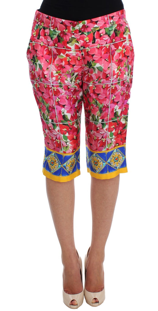 Pantalon short capris aux genoux à fleurs multicolores