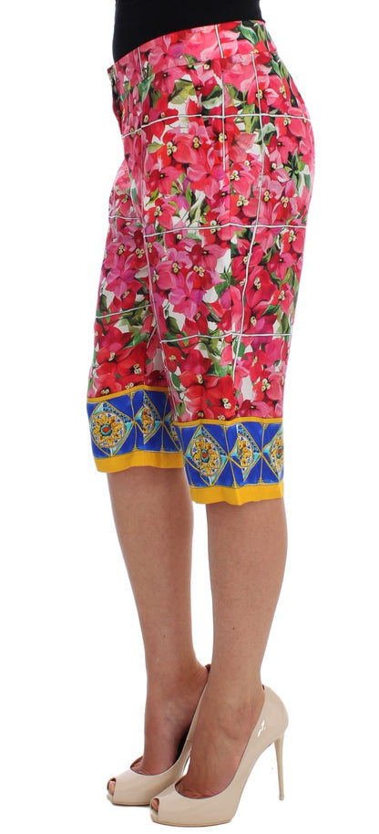 Pantalon short capris aux genoux à fleurs multicolores