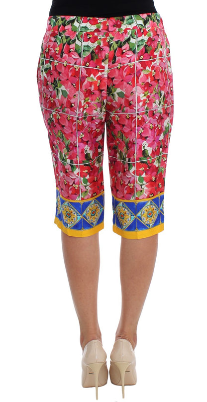 Pantalon short capris aux genoux à fleurs multicolores