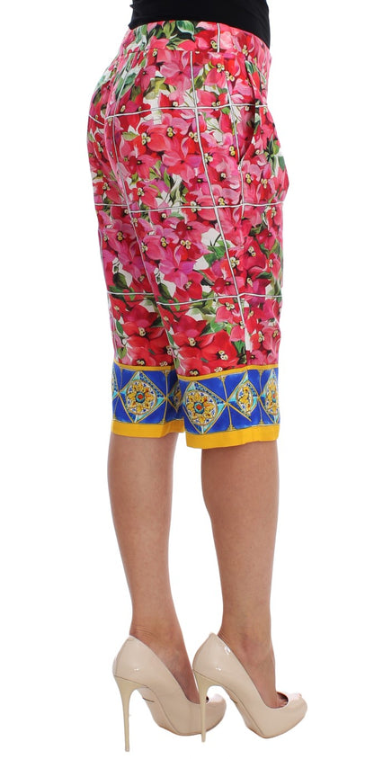 Pantalon short capris aux genoux à fleurs multicolores