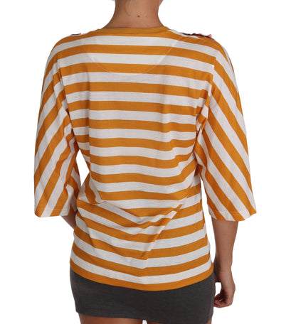 Weiß-orangefarbenes FIRENZE Top-T-Shirt