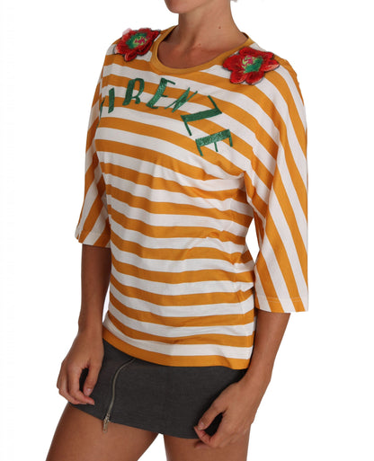 Weiß-orangefarbenes FIRENZE Top-T-Shirt