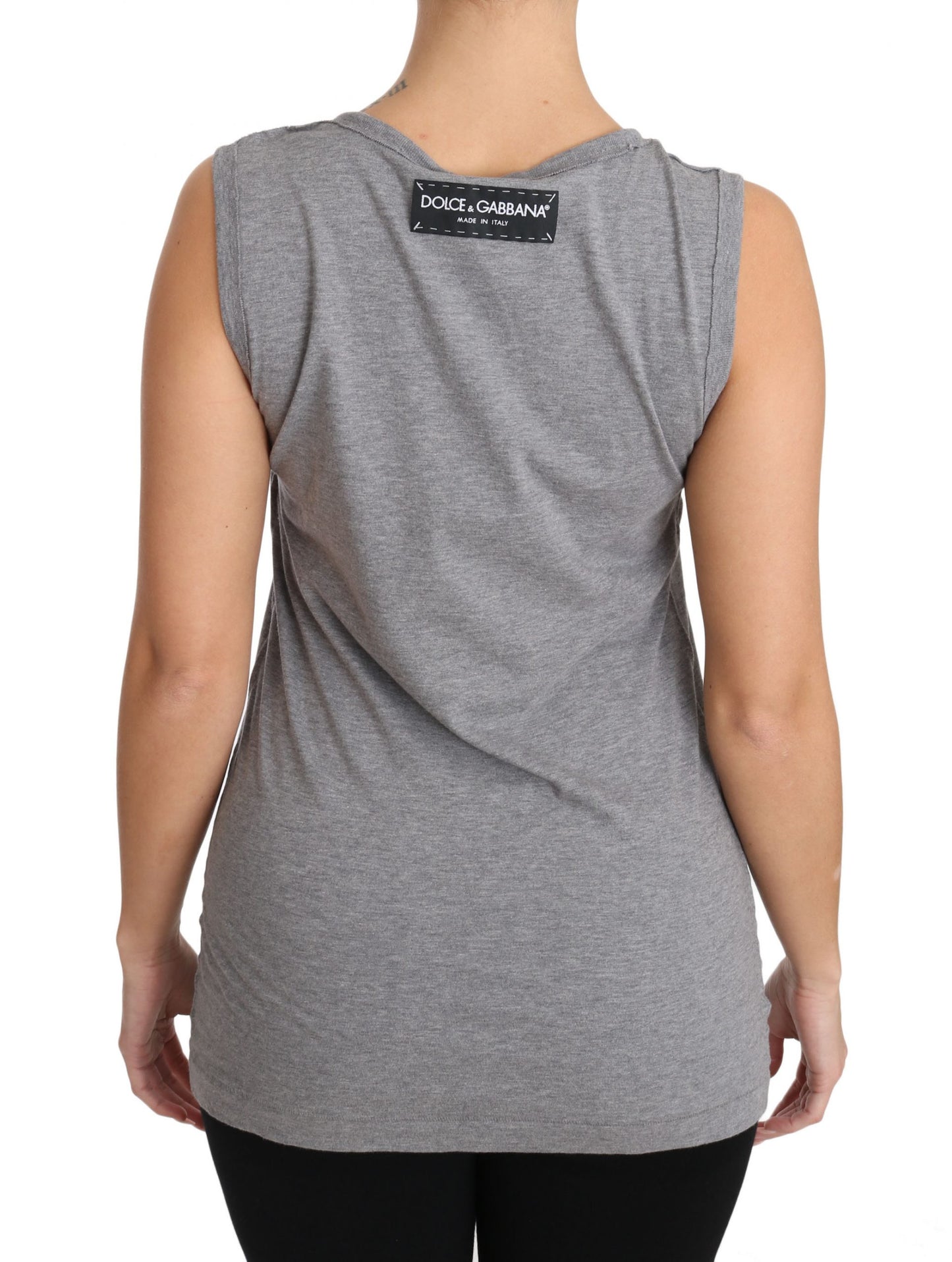 Graues Tank-Top mit Kristall-Pailletten und Herz-T-Shirt