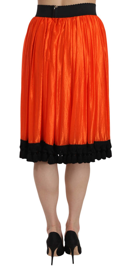 Jupe orange taille haute longueur genou