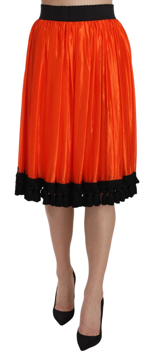 Jupe orange taille haute longueur genou