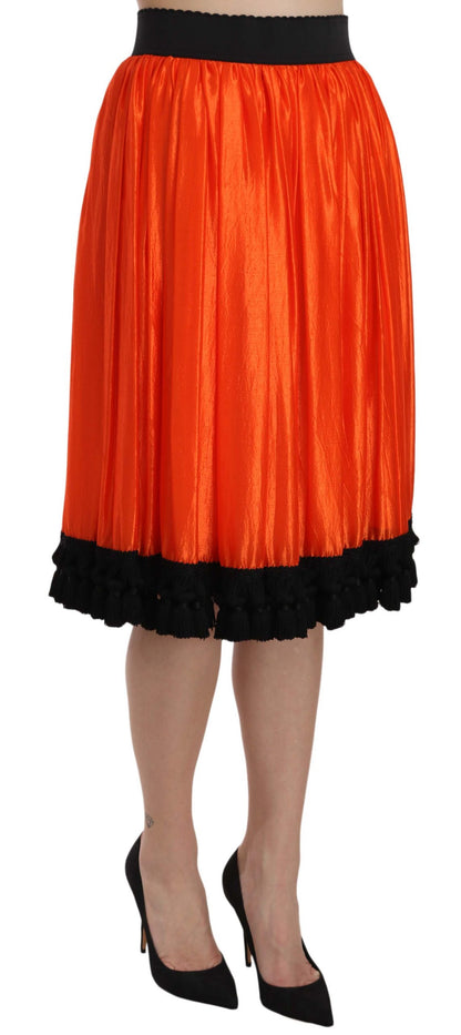 Jupe orange taille haute longueur genou