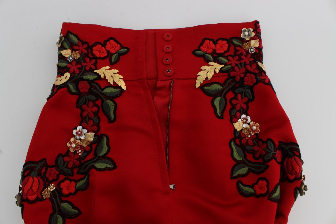 Rote Seidenperlen-Rosen-Shorts