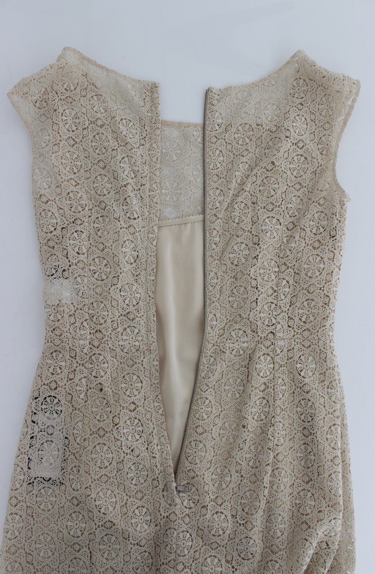 Robe fourreau en coton à découpes Ricamo beige