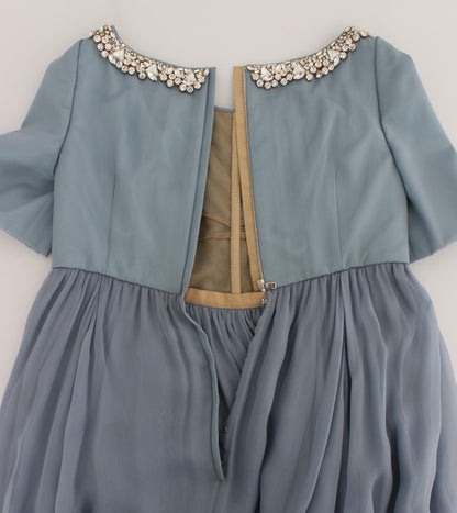 Robe de bal robe fourreau en soie bleue et cristal