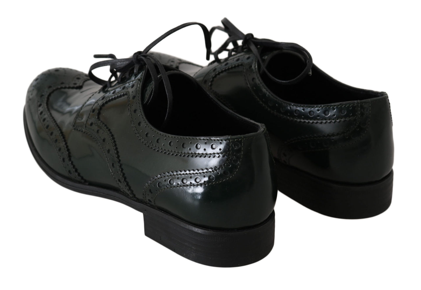 Chaussures Broque Oxford en cuir vert à bout d'aile