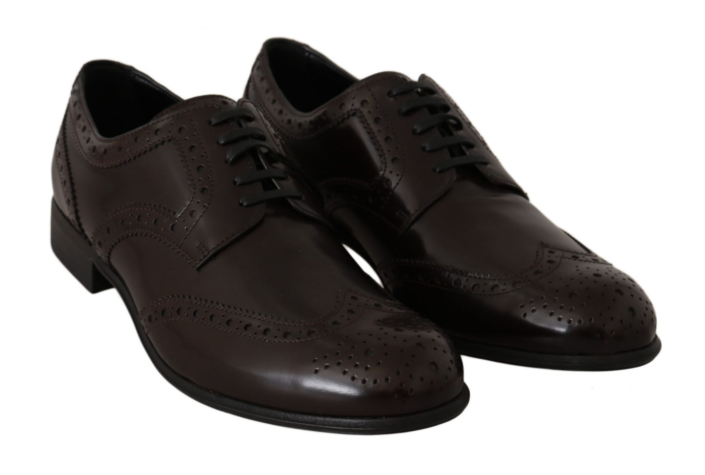 Scarpe Oxford con punta alari in pelle marrone broques