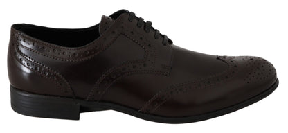 Broques Oxford Wingtip-Schuhe aus braunem Leder