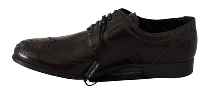 Broques Oxford Wingtip-Schuhe aus braunem Leder