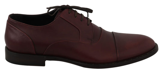 Chaussures formelles derby en cuir rouge bordeaux