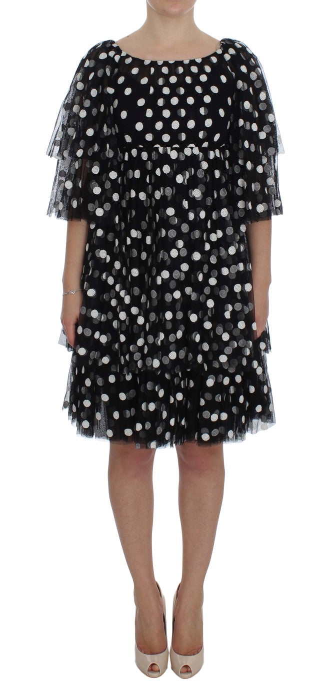 Robe à volants à pois blanc noir