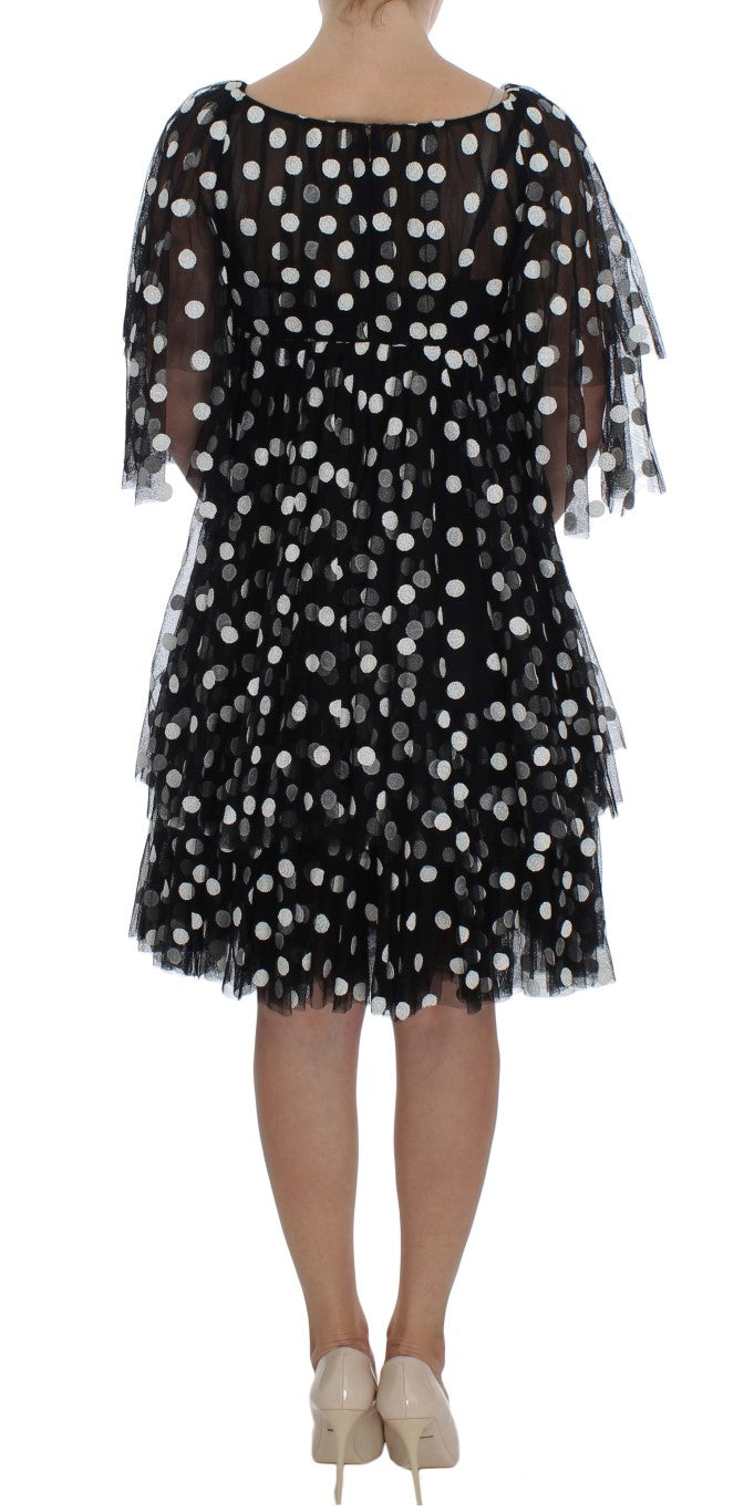 Robe à volants à pois blanc noir