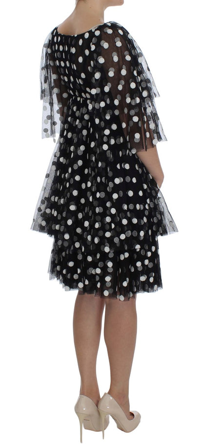 Robe à volants à pois blanc noir