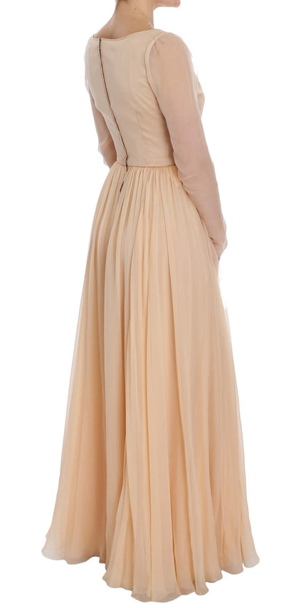 Ballkleid in Beige aus Seide in voller Länge