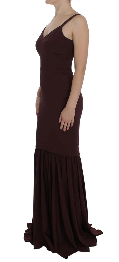 Robe fourreau longue extensible bordeaux