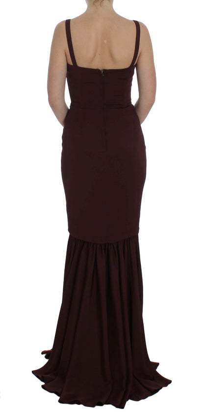 Robe fourreau longue extensible bordeaux