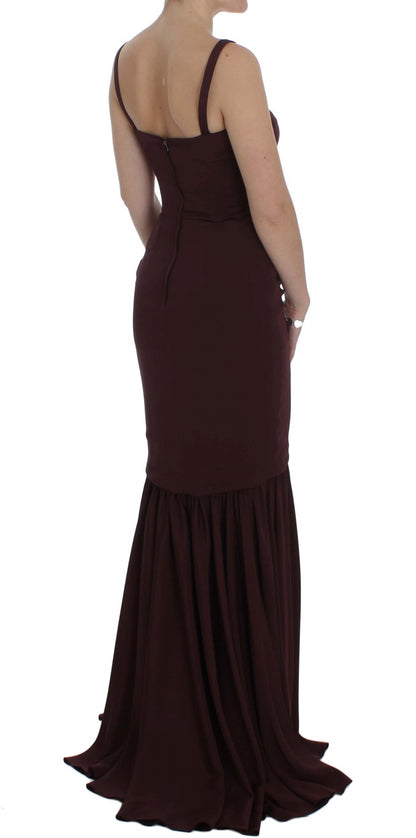 Robe fourreau longue extensible bordeaux