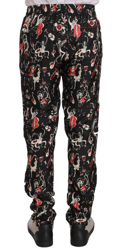 Pantalon de nuit imprimé instrument de musique rouge