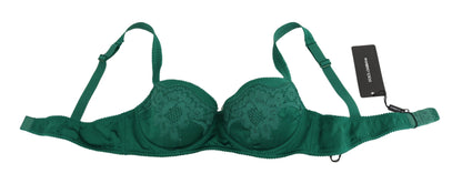 Sous-vêtements de soutien-gorge en dentelle florale extensible en soie verte