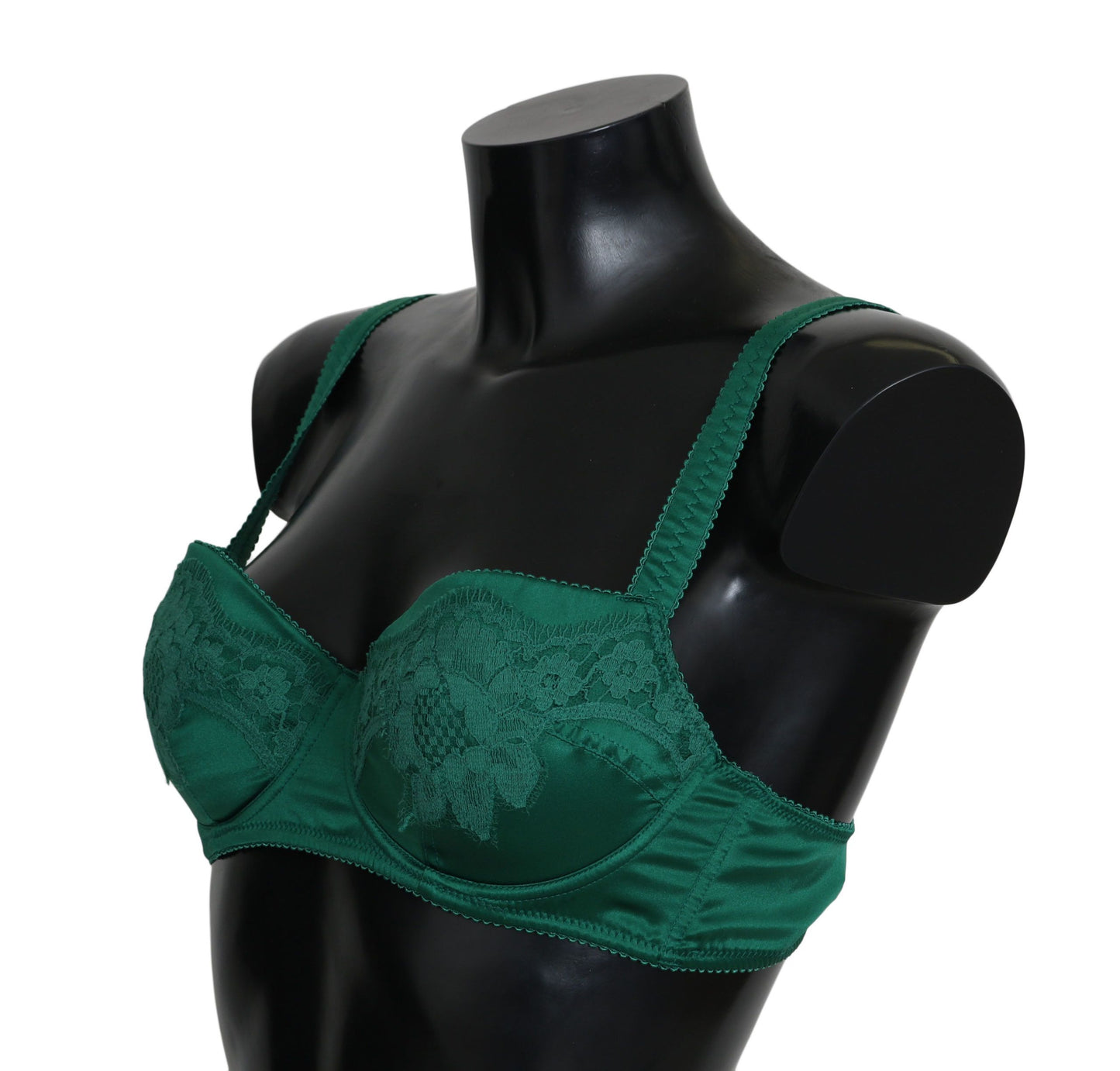 Sous-vêtements de soutien-gorge en dentelle florale extensible en soie verte