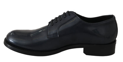 Scarpe formali con vestito derby in pelle blu