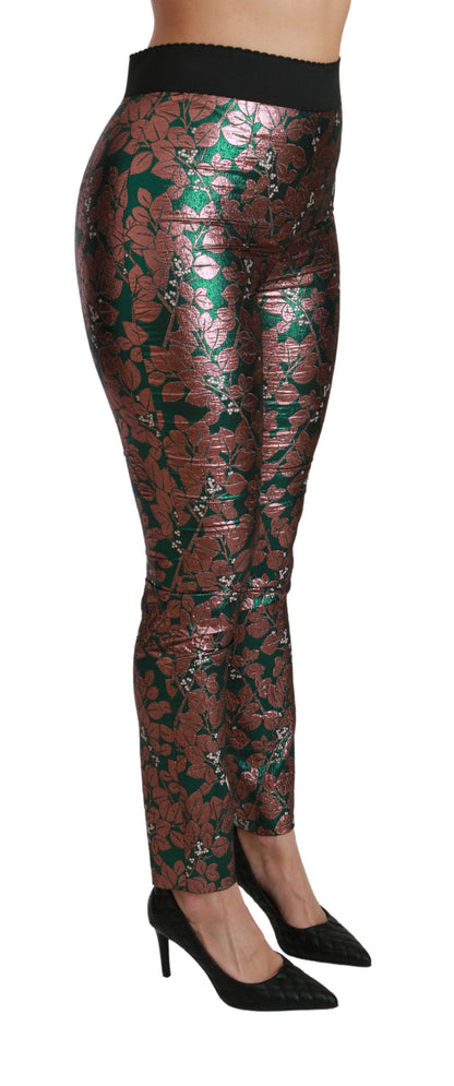 Elegant Bronze Leaf Metallic Trousers