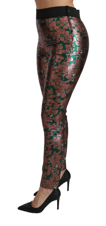 Elegant Bronze Leaf Metallic Trousers