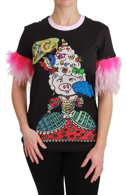 Chic Crewneck Year of the Pig Motif Tee