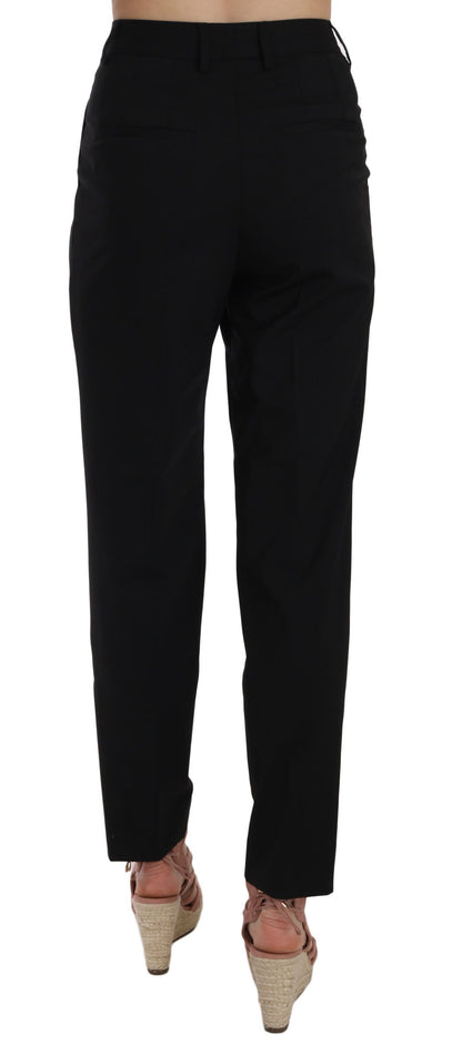 Elegant Pleated Tapered Black Trousers